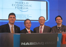 World Economic Forum USA ringing the NASDAQ closing bell.