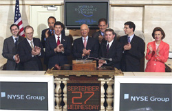 World Economic Forum USA ring the closing bell at the New York Stock Exchange.